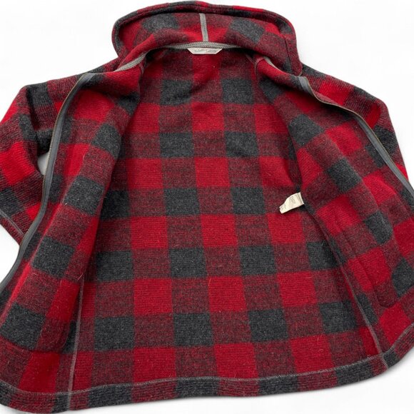 Woolrich Wool Blend Hooded Mid Weight Duffle Coat Jacket Red Plaid Women's Small - Picture 10 of 10